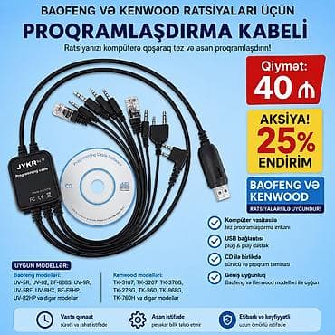 Baofeng ratsiyası üçün proqramlaşdırma kabelləri. ⛔ Bu