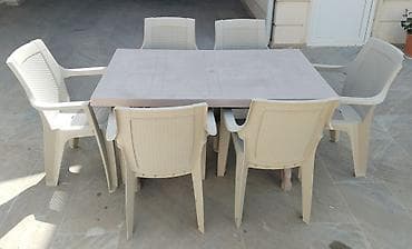 plastik taburetka: İşlənmiş, Dördbucaq masa, 6 stul, Açılmayan, Stullar ilə, Plastik — 4