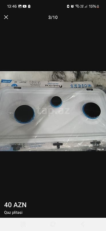 qaz piletesi: Qaz sobası Stolüstü, 3 gözlü, Yeni — 2