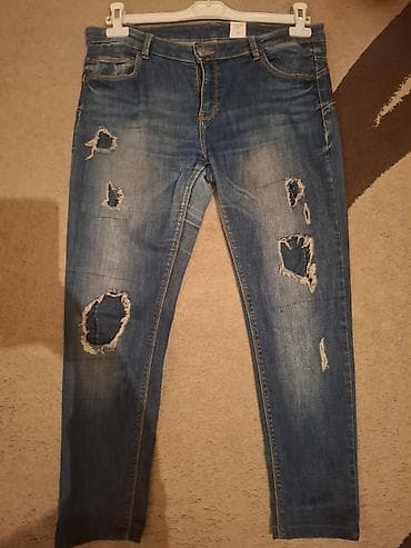 Baş geyimləri: Qadın geyim dəsti - Cins şalvar: mavi rəngli, dizayn olaraq — 1