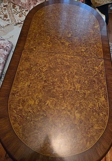 Qonaq masası, İşlənmiş, Açılan, Taxta, Oval masa