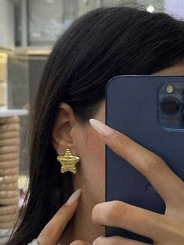 qulaq piercingi: 2-6azn Qızılı aksesuar dəsti – elegant və parlaq dizaynlar Məhsullar — 4
