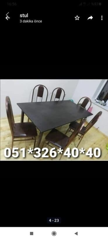 Masa və oturacaq dəstləri: Qonaq otağı üçün, Yeni, Açılan, Dördbucaq masa, 6 stul — 5