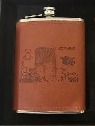 Azerbaycan temalı cib kolbası (flask) - Material: paslanmayan