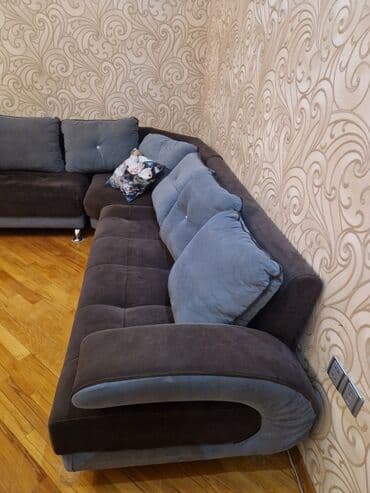 divan 2 əl: Künc divan, İşlənmiş, Açılmayan, Bazalı, Vеlur parça, Çatdırılma yoxdur — 8