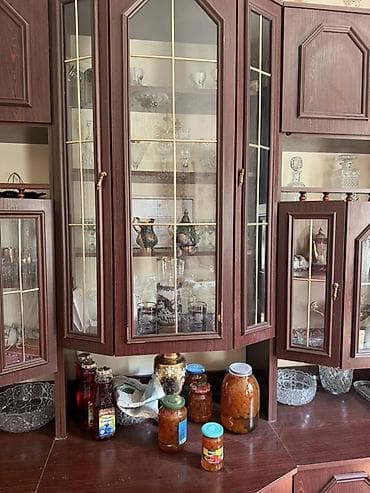 divar kitab refleri: Klassik qonaq otağı üçün iri divar komplekti - Material: ağac — 4