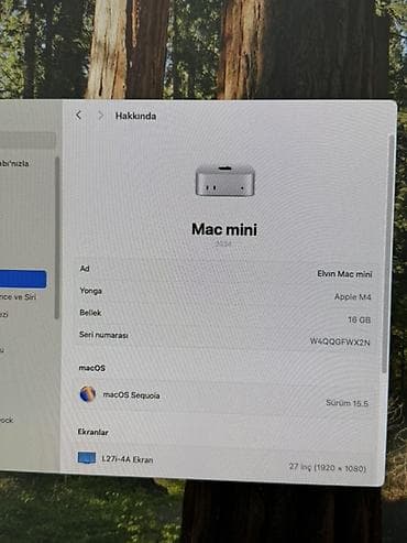 manitor 19: Apple Mac mini (Model A2338) – Apple M4 çipli Texniki xüsusiyyətlər — 5