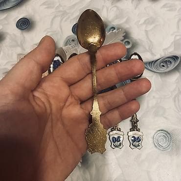 Vintage dekorativ çay qaşıqları dəsti – 6 ədəd - Material: metal — 2