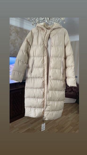 женское пальто с мехом: Пальто, S, цвет - Бежевый — 1