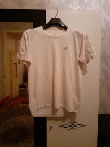 женские трикотажные халаты: Мужская футболка, Adidas, L, цвет - Белый — 1
