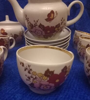 cayni servis: Çay dəsti, rəng - Ağ, Farfor — 5