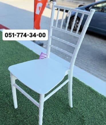 karkaz: Ağ rəngli, zərif dizaynlı banket/ziyafət stulları. Xüsusiyyətlər: - — 10