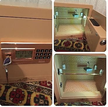 pul kasasi: Elektron şifrəli seyf - Rəng: bej/qızılı - Elektron klaviatura və LED — 1