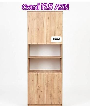 kitab şkafı: Mebel rəfi və dolab kombinasiyası - Material: taxta fakturalı laminat — 1