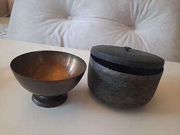 Antik mis qab dəsti - Tərkib: 2 ədəd – ayaqlı kasa (piyalə tipli) və