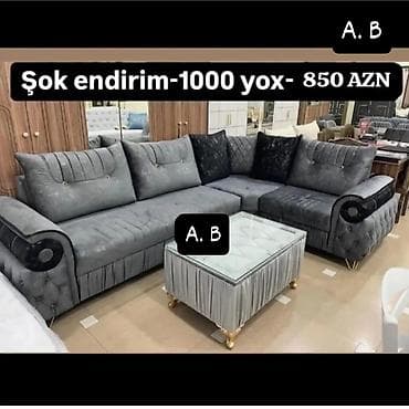 Künc divan dəstləri – şok endirimlərlə Model 1: - Rəng: tünd boz -