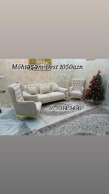 ev damaşnik: Möhtəşəm dəst – 1050 AZN Zərif dizaynlı qonaq otağı mebel dəsti: - 3 — 1