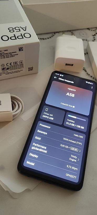 telefon 1970: Oppo A58 4G, 128 GB, rəng - Qara, Sənədlərlə — 4