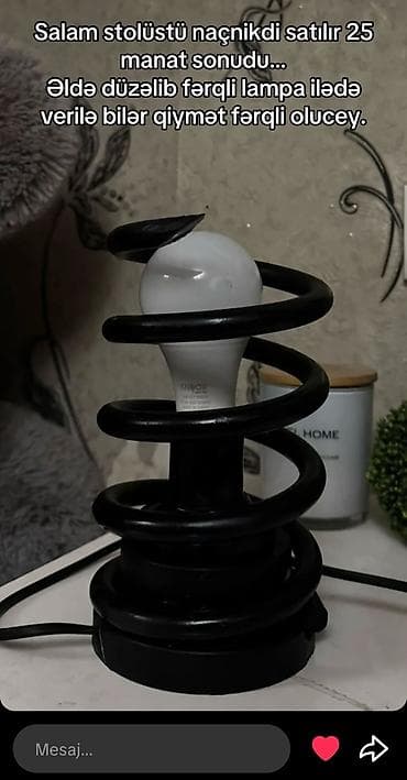 sam: Stolüstü naçnik (masa lampası) - Dizayn: Qara rəngdə spiral formalı — 1