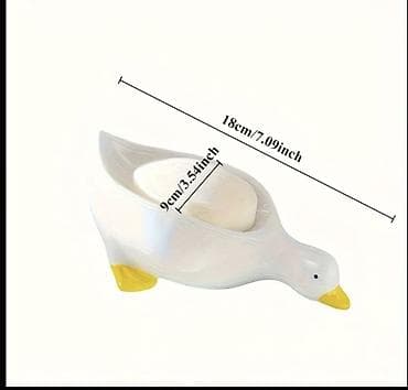 metbex moyka: Ördek formalı sabun qabı - Material: keramik - Rəng: ağ gövdə, sarı — 2