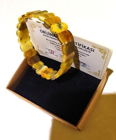 комплект: Təbii kəhrəba qolbaq - Material: 100% təbii Baltik kəhrəbası - — 1