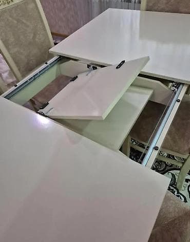 acılan stul: Qonaq otağı üçün, İşlənmiş, Açılan, Kvadrat masa, 4 stul — 2