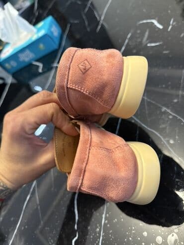 детские демисезонные замшевые ботинки: Uşaq mokasinləri – zərif süet materialdan, çəhrayı/şam rənginə yaxın — 3