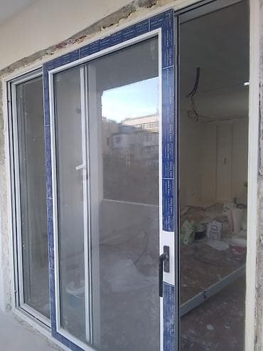PVC sürgülü balkon qapısı və pəncərə sistemi .248×240 - Material: PVC