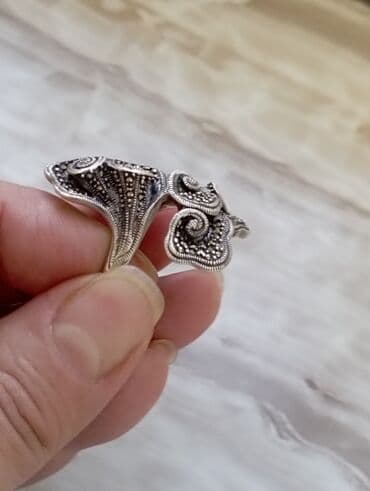 beş qaş üzüklər: Gümüş üzüklər dəsti - Material: gümüş rəngli metal (fotoşəkillərdə — 9