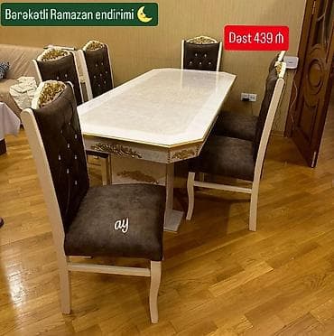 Qonaq otağı üçün, Açılmayan, Dördbucaq masa, 6 stul