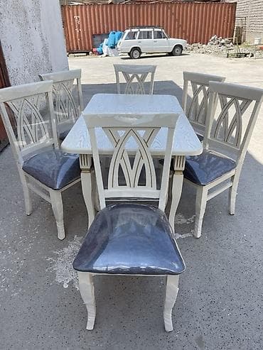 Mətbəx üçün, Açılmayan, Dördbucaq masa, 6 stul