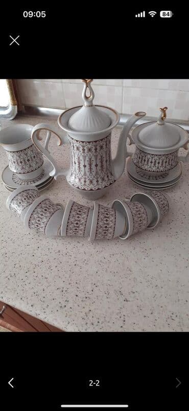 nisan ucun konfet qablari: Çay dəsti, rəng - Ağ, Farfor — 1