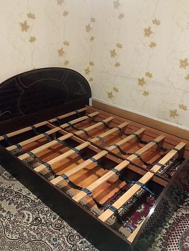 İki nəfərlik taxt çarpayı karkası - Material: taxta karkas, qara — 2