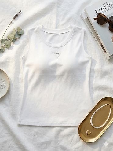 Женская одежда: Ağ rəngli, qolsuz basic ici lifonlu top - Kəsim: dartıcı olmayan — 1