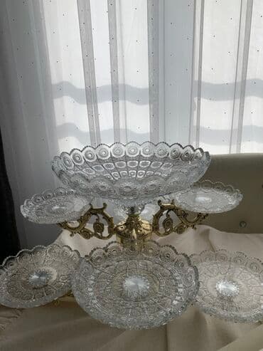 Kristal meyvə və şirniyyat stendi – 5 qablı - Kompozisiya: 1 böyük