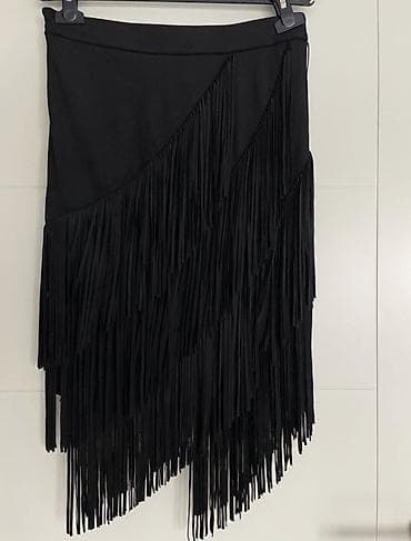 Üst geyimi: Zara Basic dəsti – qara süet effektli materialdan, qotaz (saçaq) — 1