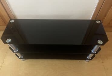 подставка: Düz TV altlığı, Polkalı, Şüşəli — 5