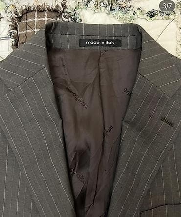 hamam xalat: İtaliya istehsalı klassik ştrixli kişi pencəyi - Rəng: tünd boz, incə — 3