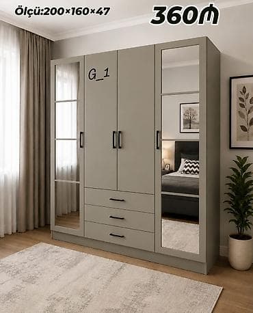 G_1 model paltar dolabı - Ölçü: 200 × 160 × 47 sm (şəkildə — 1