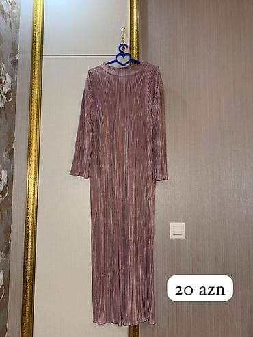 uzun paltar: Məhsul: Qadın paltarı - Rəng: Toz pembe/əşrəfə bənzər ton - Material — 2