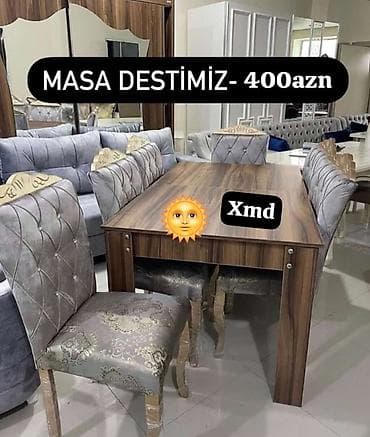 Qonaq otağı üçün, Yeni, Dördbucaq masa, 6 stul