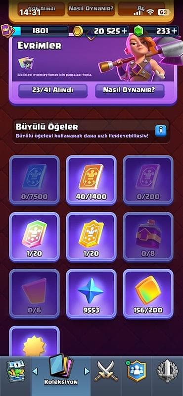 Clash Royale hesabı. Hesabın görünən əsas göstəriciləri: - Kral — 2