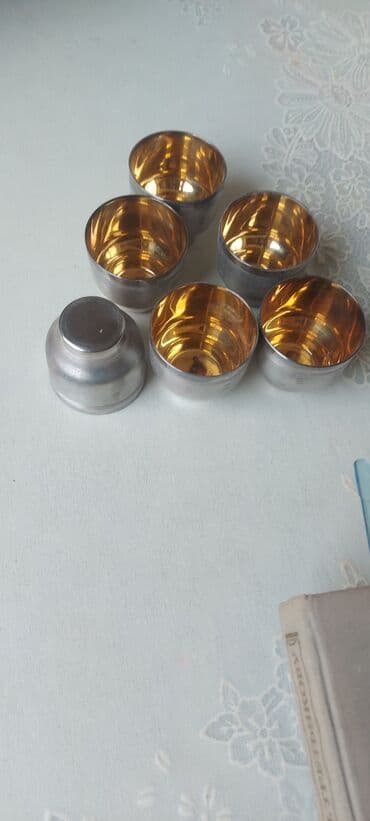 dekorativ qab: Rümkalar, rəng - Gümüşü, 6 ədədli dəst, SSRİ — 3