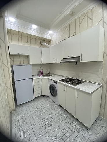 metbex mebelleri sifarisi: Ağ rəngdə müasir mətbəx mebeli dəsti - Üst və alt dolablar: ağ, düz — 2