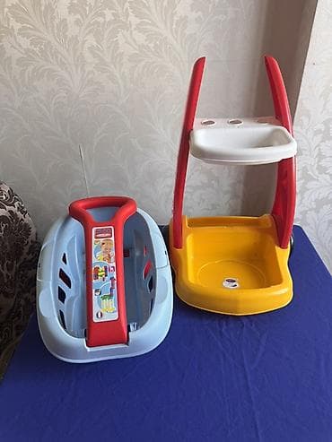 Uşaq üçün plastik supermarket arabası və çıxarıla bilən səbət dəsti - — 5