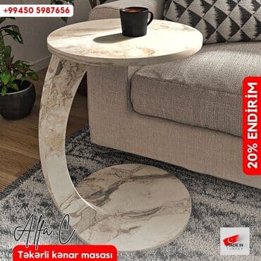 əncir cemi: Jurnal masası, Yeni, Açılmayan, Laminat, Yumru masa — 3