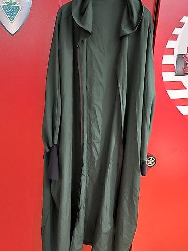 Zamoklu abaya – 60-62 beden - Rəng: tünd yaşıl - Model: geniş