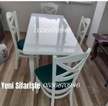 Mətbəx üçün, Yeni, Açılmayan, Dördbucaq masa, 4 stul