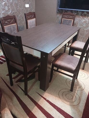 Qonaq otağı üçün, Açılmayan, Dördbucaq masa, 6 stul