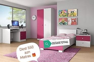 Oğlan və qız üçün, Yeni, Təknəfərlik çarpayı, Yazı masası, Tumba, Dolab